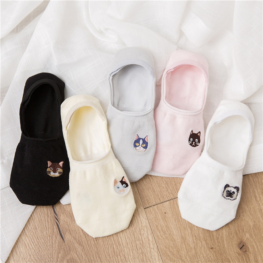 5 Pairs Womens Low Cut Cat Print Animal socks - Picture 3 of 8